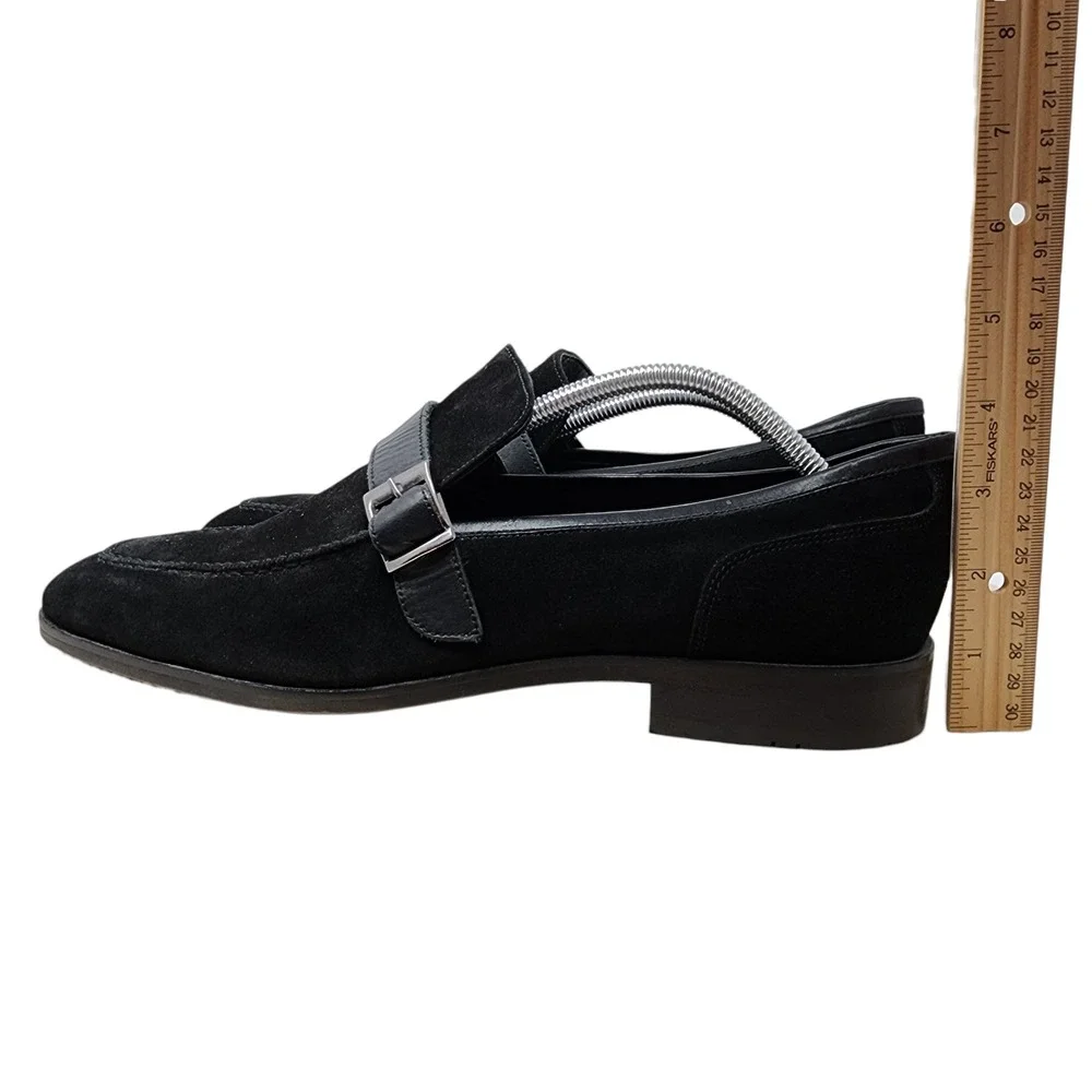Torento Monk Strap Loafers 45 US 12 Mens Black Suede Leather Handmade Dress $329
